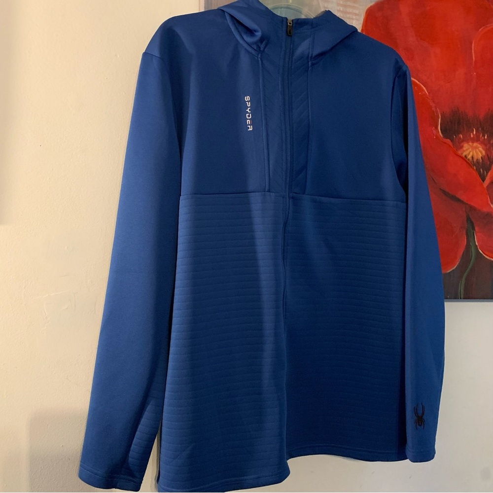 Spyder Active Jacket Men Large L Blue Polyester Full Zip Outdoors Hiking Walking